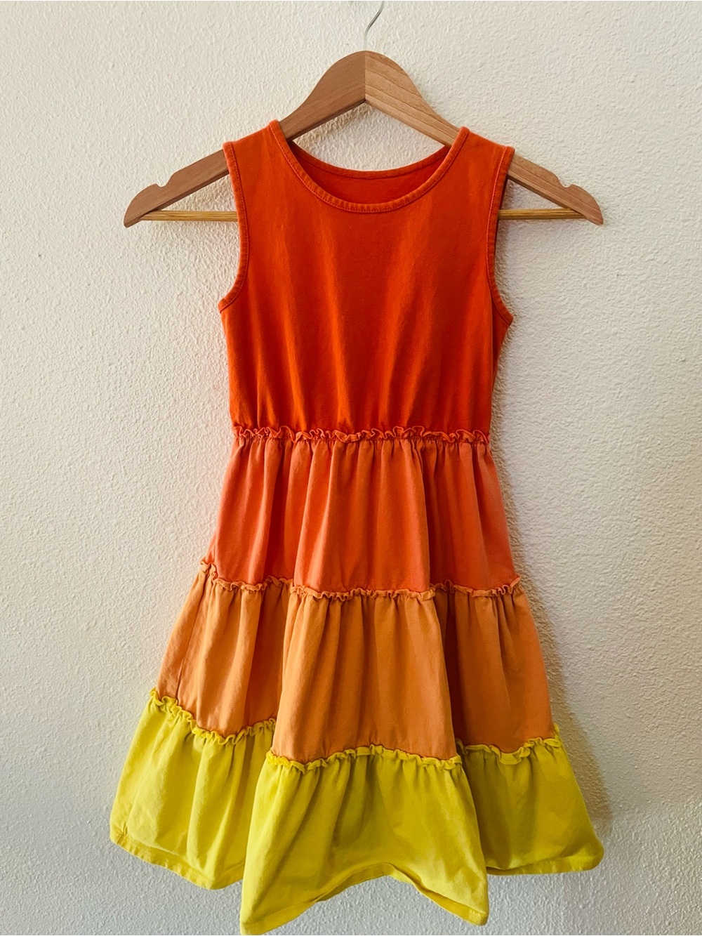 Garnet Hill Girls' Organic-Cotton Tiered Tank Dress Size Large - Runs Small